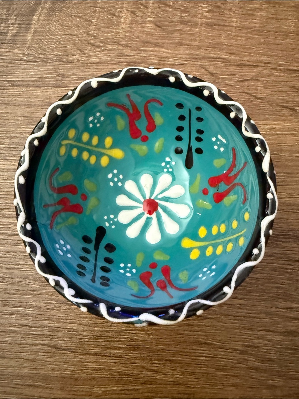 Mini Hand-Painted Turquoise Turkish Ceramic Bowl